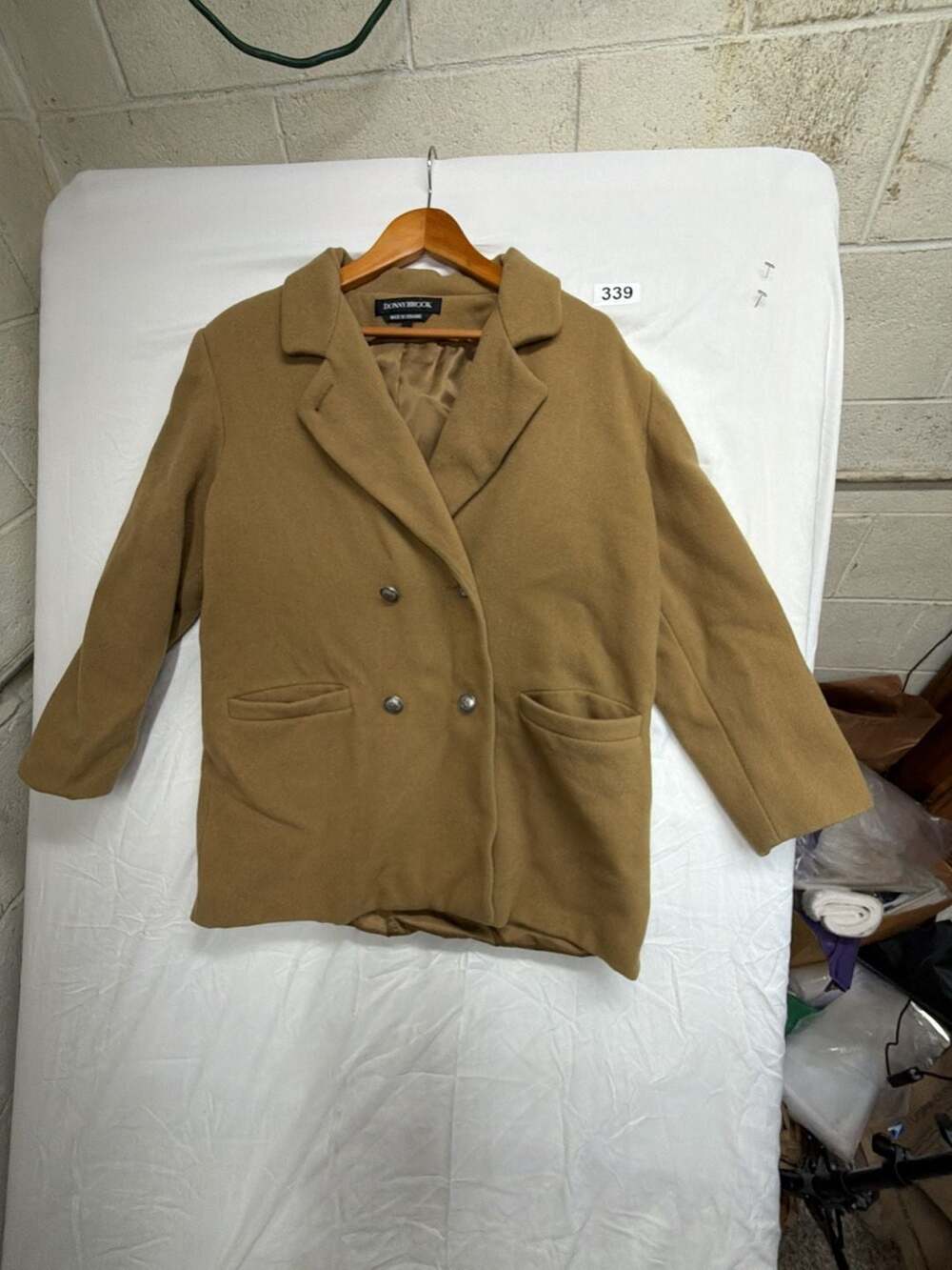 Donnybrook Vintage Women's Camel Brown 100% Wool Double Breasted Coat Size 12P